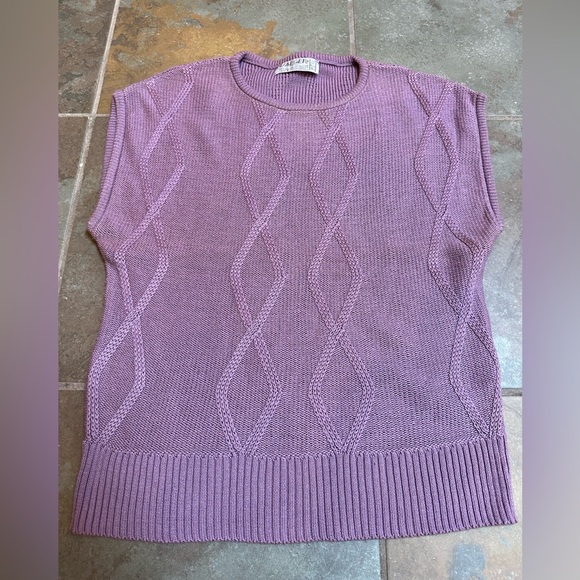 Vintage Jaeger Crew-neck Sweater Vest purple Cotton Blend To Fit /S / 91cm - Picture 1 of 6